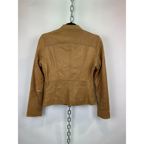 Micheal Kors Brown Leather Moto Jacket‎ Size Small - Picture 8 of 12
